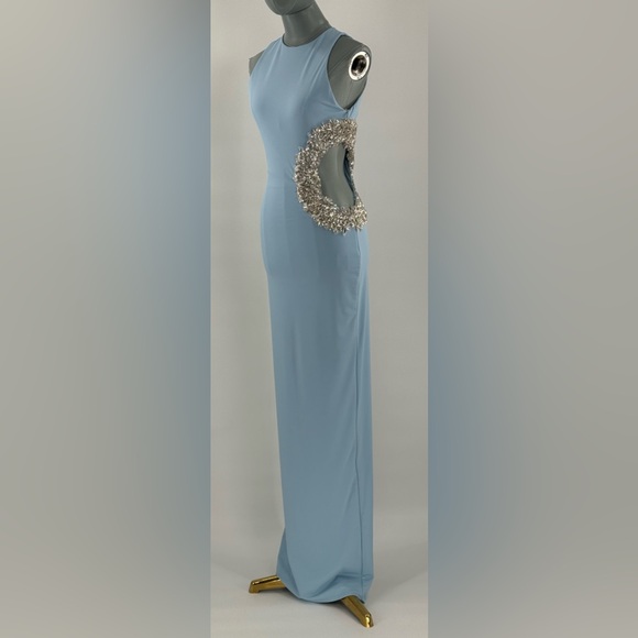 🆕 BRONX & BANCO 🧿 NWOT Camila Rhinestone Cutout Maxi, Powder Blue, Sz M US 6 - Picture 3 of 17